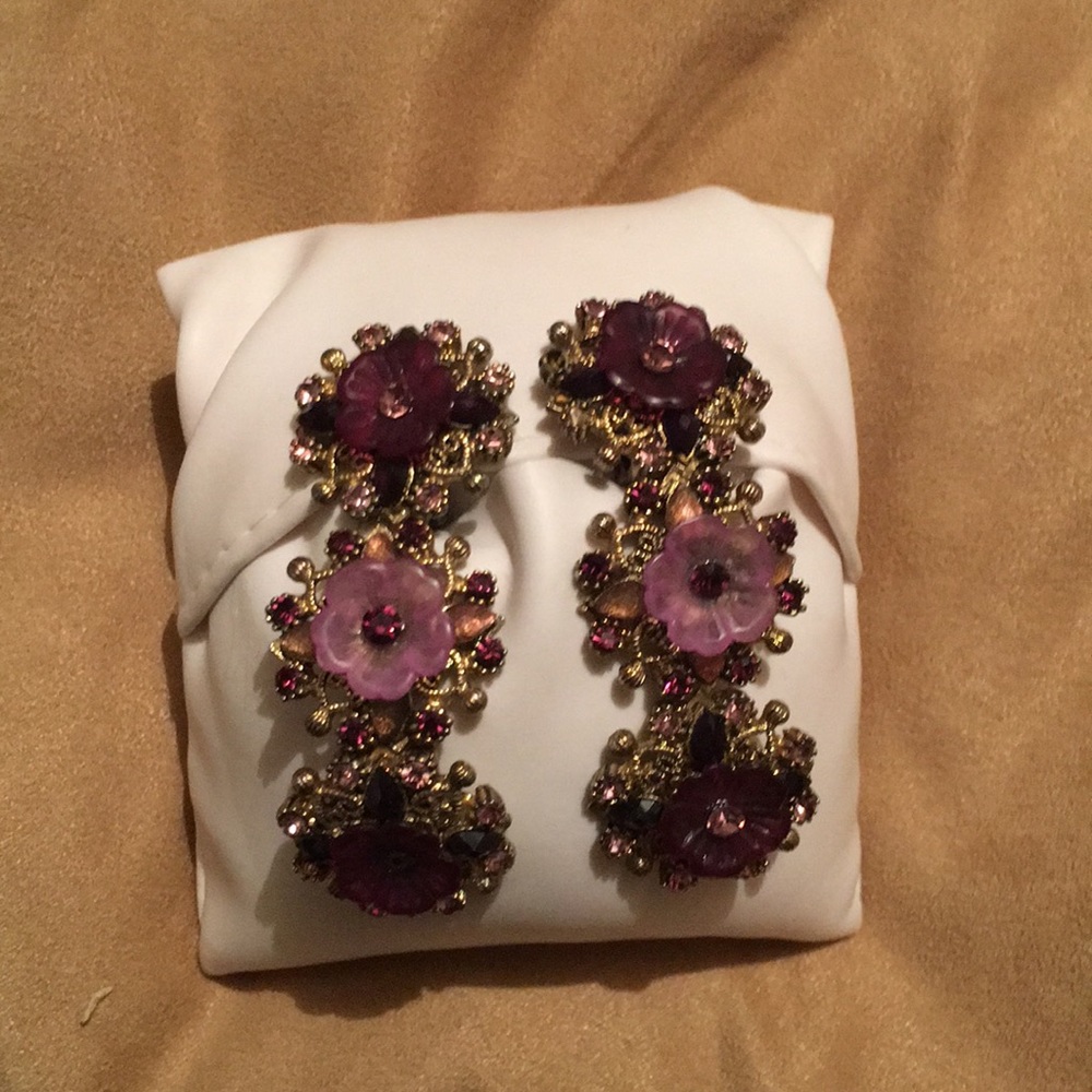 Vintage purple and gold earrings